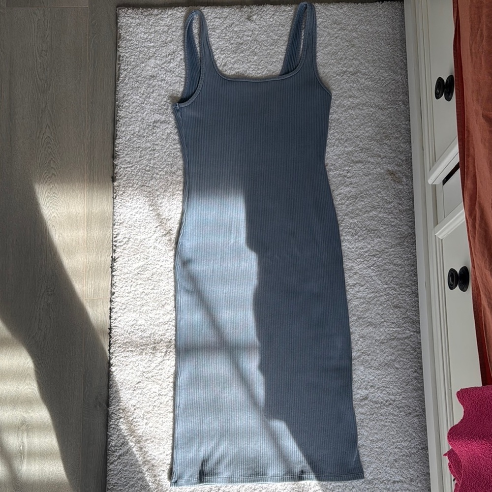Wilfred Blue Ribbed Bodycon Midi Dress